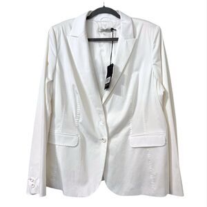 Marina Rinaldi‎ Blazer Womens Size 20 White Designer Luxury Minimalist Classic